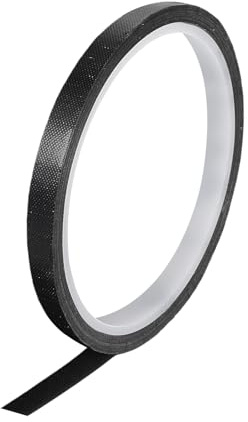 QUARKZMAN Hochtemperaturband 10mm PTFE-beschichtetes Gewebeklebeband hitzebeständiges Band für Vakuumversiegelungen Klebeband 10m/33ft Schwarz 0,13mm Dicke