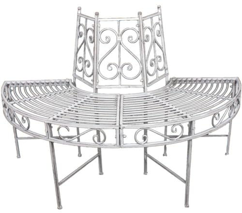 möbelando Baumbank >Varda< in Weiss aus Stahl - 122x63x80cm (LxBxH)