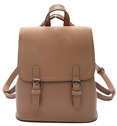 NICOLE & DORIS Rucksäcke Damen Klein Anti Diebstahl Rucksack PU Leder Mini Rucksack 2 In 1 Schulrucksack Casual Daypack Mädchen Rucksack Cityrucksack Khaki
