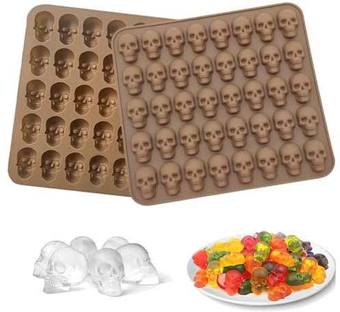 2 Stücke Eiswürfelform Totenkopf Silikon Eiswürfel Totenkopf Schokoladenform Silikon Silikonform Für Süßigkeiten Silikon Pralinenform Set Für Eiswürfelformen Für Whisky, Cocktails, Getränke