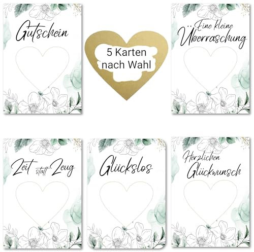 Laurea Verde Vintage Rubbelkarte Rubbelherz (5 Karten nach Wahl)