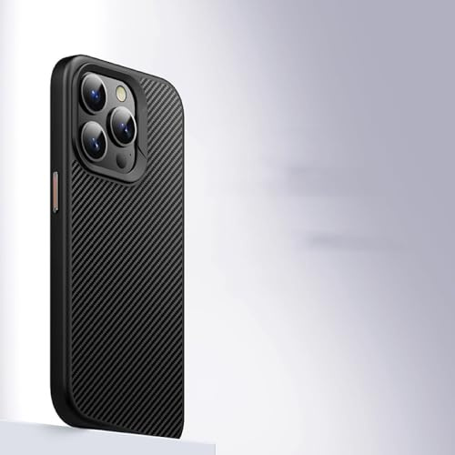 FORLUZ Carbon Magnetic Explosion-proof Phone Case For iPhone 12 13 14 15 Pro Max Plus Glass Lens Film Wireless Charging,Black,For iPhone 13 ProMax
