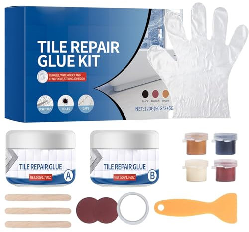 Colla per riparazioni, Pasta adesiva per piastrelle, Riparazione di pareti, Adesivo per piastrelle in ceramica, Colla per marmo ad alta resistenza, Efficace e facile da usare, Set di strumenti perfett