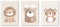 Ueiwffzo 3er Set Poster Bilder Kinderzimmer Dschungel Tiere Bilder, Babyzimmer Deko Leinwand Bilder Boho Wandbilder, Wandposter Kinderzimmer, Ohne Rahmen (21x30cm)