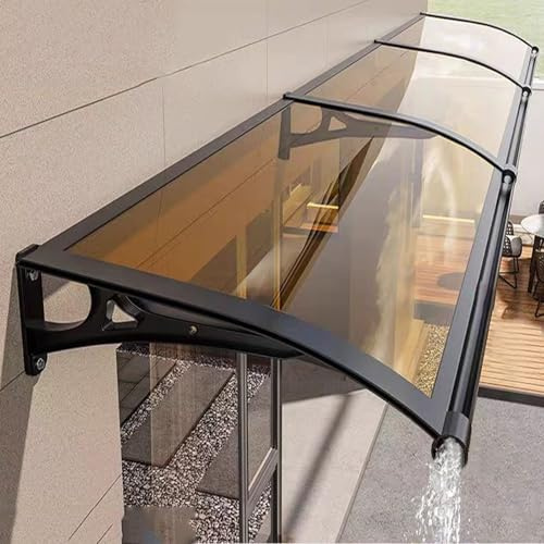 Tettoia per Porta e Ingresso,Pensilina Tettoia per Porta,Pensilina Copriporta in Policarbonato Staffa in Alluminio Resistente Agli Urti da 300kg,Tendalino per Finestra Moderno (60x360cm/24x142,D)