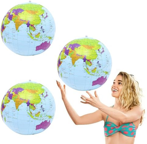 Erde Globus Weltkugel Aufblasbar,3pcs Aufblasbare Weltkugel Globus,Aufblasbarer Globus,Geographie Weltkarte Wasserball Aufblasbar,Aufblasbar Earth Beach Ball,für Garten,Strand,Pool