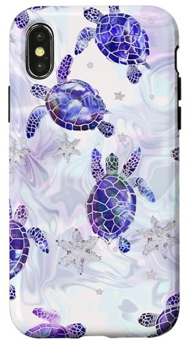 iPhone X/XS Sea Turtles and Ocean Stars Light Purple Case