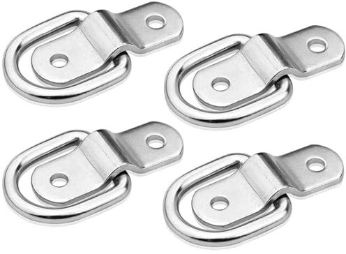 Greluma 4 Pz Ancoraggi di Ancoraggio per impieghi gravosi, Anello di Ancoraggio a D Color Argento per carichi su rimorchi, Camion, Camper, furgoni, Quad, Barche