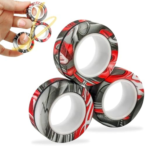 3 Stücke Magnetische Ringe Fidget Toys,Anti Stress Fidget Toys,Fidget Magnet Ringe Pack Tolles Geschenk,Adhs Magische Fingerring Spielzeug Sets,Für Erwachsene Teenager Kinder,Stress Erwachsene