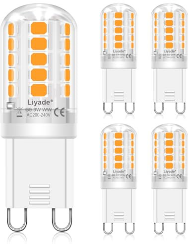 Liyade G9 LED Lampe Warmweiß 2700K, LED Leuchtmittel 3W entspricht 30W-40W Halogenlampe, Energiesparende G9 Glühbirne kein Flackern, kein Geräusch, nicht dimmbar, 5er Set