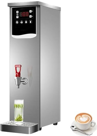 WUCIOA Commercial Hot Water Boiler, 10L 20L 30L Autofill Water Boiler with Water Inlet Pipe, 40-100℃ Temperature Control, Stainless Steel Water Heater for Restaurant, Home, Office(10L)