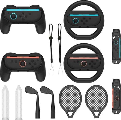 NBCP SWITCH2 [Set] Sportzubehör-Set, kompatibel mit physischen Spielen. Stark in den Kampf eintauchen. Kompatibel mit physischen Sportarten. Joy-Con2 Griffzubehör. (Schwarz und Weiß-14)