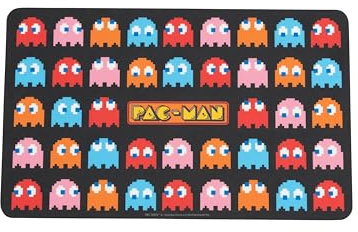 Pac-Man Brettchen - Allover Retro Frühstücksbrettchen Schneidebrettchen aus Resopal Schwarz