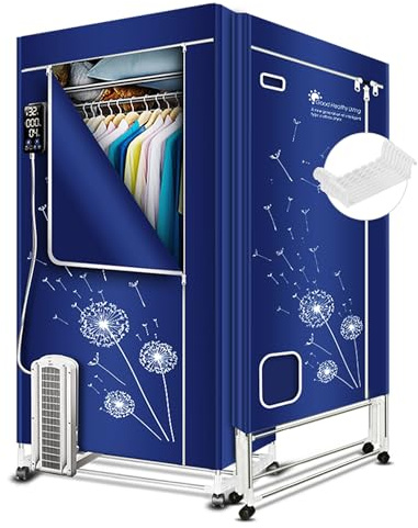 KASYDoFF Sechoir a Linge Electrique, 1600Watts ＆ 170CM Séchoir à linge Etendoir Electrique Chauffant (Anion), Trois Couche Pliable Sèche-vêtements Numérique Pour Appartement ou Maison