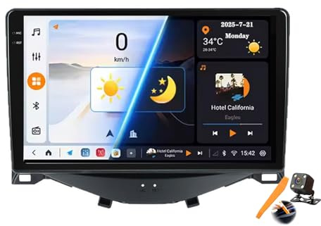 M6 pro2,Android 15.0 Navi 2 DIN Stereo Ersatz für Aygo/Pe-ugeot 108/Cit-roen C1 2014+ Autoradio Sat GPS Navigation 9 Zoll Cartablet DVD Multimedia FM BT Receiver mit Android Auto Carplay