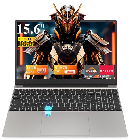 DREAMFYRE PC Portatile 15.6 Pollici FHD, Notebook Ryzen 7 4800H, 16GB RAM DDR4, 512GB SSD, WiFi 5, Bluetooth 5.0, USB 3.0, Webcam, Touch ID – Computer Portatile per Lavoro, Studio e Gaming Leggero