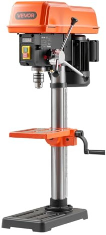 VEVOR Taladro de Columna 400W 254mm Taladradora de Columna Velocidad Variable 440-2600 RPM con Pantalla Digital X-Laser LED, Mesa Inclinable 45° para Carpintería Metalistería Taller Hogar Madera Metal
