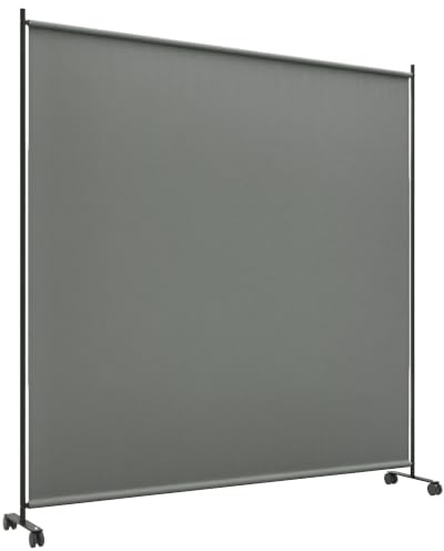 Outsunny Sichtschutzwand für den Außenbereich auf Rollen, blickdicht, freistehend, Sichtschutz für Garten, Terrasse und Balkon, 183 x 30 x 181 cm, grau
