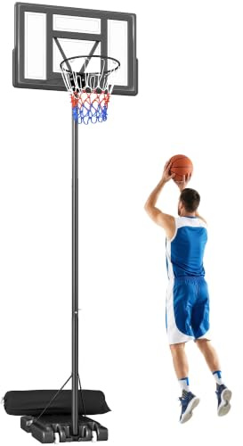 SPORTNOW Basketballkorb Outdoor 135-305cm Schnell Höhenverstellbar | Mobile Basketballständer, 110x70cm Bruchsichere Rückwand, 2 Rädern, Gewichtssack, für Jugendliche Erwachsene