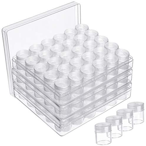 Kurtzy 3 Pack Clear Plastic Bead Storage Organiser Box (90 Jars) - Small Removable Compartment Containers with Lids - Diamond Dot Painting Beads, Jewellery, DIY Nail Art, Glitter & Embroidery