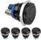 Linkstyle 5Pcs Interruptor de Botón Pulsador Momentáneos, 12V Metal Redondo ON/OFF Pulsador Impermeable con Carcasa Negra para 16mm 5/8 Agujero de Auto RV Camión