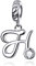 LaMenars Damen Charm-Anhänger Alphabet Buchstabe 925 Sterling Silber passend für, Chamilia und europäische Charm-Armbänder & Halsketten (Buchstabe H)