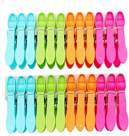 Abcsea 24 pièces Pinces à Linge Couleur Plastique, Pince a Linge Anti Trace, Pinces à Linge Solide pour Chaussettes,sous-vêtements, t-Shirts, Pantalons,etc