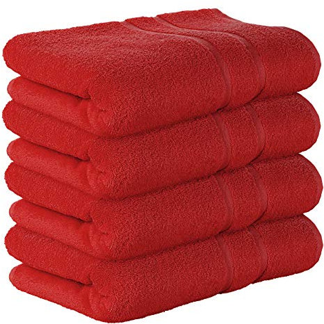 StickandShine 4er SET Premium Frottee Badetuch 100x150 cm in rot in 500g/m² aus 100% Baumwolle