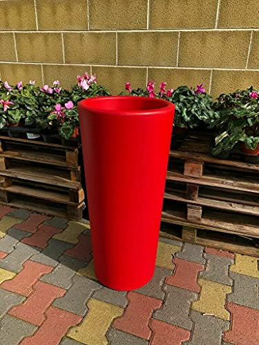 Pot de fleurs rond en PLS hauteur 100 cm différentes couleurs cache-pot clou diamètre 45 (Rouge J)