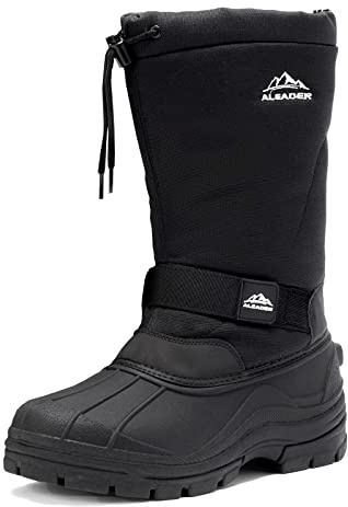 ALEADER Mens Snow Boots, 400g Insulated Winter Boots Waterproof Warm Hiking Boots Black 9 D(M) US