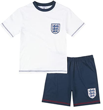 England F.C Kids Pyjamas Short PJs, World Cup 2022 Pjs for Boys and Girls, Official England Merchandise (14-15 Years) White