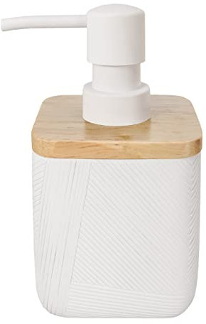 Kleine Wolke Seifenspender Crossover, Accessoires, Farbe Weiss, Material: Polyresin, Bambus, Länge 7,8 x Breite 7,5 x Höhe 15 cm
