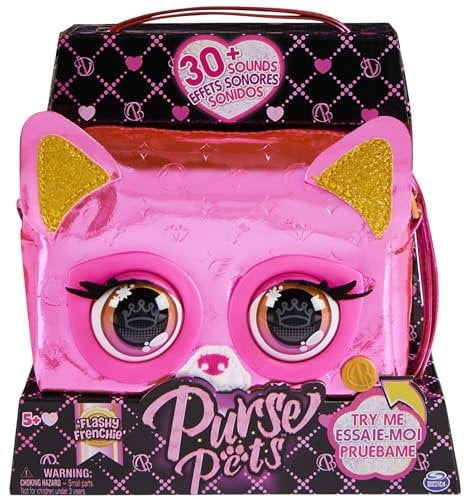 Purse Pets Metallic Magic Flashy Frenchie Hündchen - interaktive Kindertasche, die mit mehr als 30 Geräuschen, Reaktionen und Musik lebendig Wird, Tiertasche und Spielzeug in einem, ab 5 Jahren