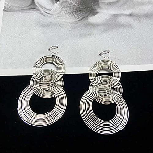 DAOMEI Punk Gold Farbe Große Geometrische 3 Kreis Lange Ohrclips Für Frauen Bohemian Party Übertrieben Modeschmuck