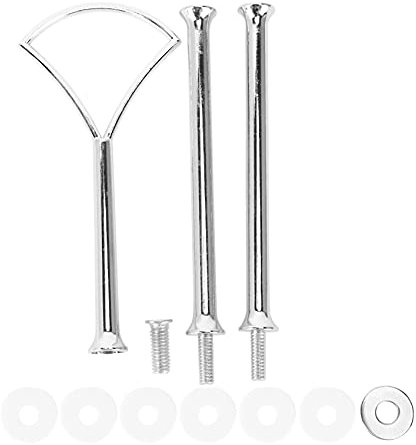 Lodokdre 1 set 2 3 Tier Cake Plate Stand Metal Handle Fitting Hardware RodShape:Fan Color:Silver Amount:1 Sets