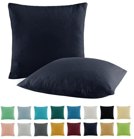 SHC by BaSaTex 2er Pack Jersey Kissenbezüge Kissenhüllen | Kopfkissenbezug aus 100% Baumwolle | 50x50 cm Dekokissen Bezug | Farbe Navy Dunkelblau
