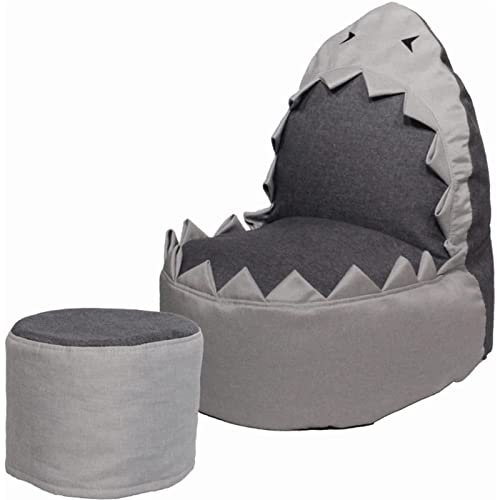 OLOTU Gemütlicher und bequemer Sitzsack-Stuhl, rundes, faules Sofa, niedlicher Hai, Einzel-Sitzsack, Stoff, Balkon, strapazierfähiges, entspannendes Sofa
