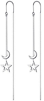 Orecchini da donna in argento 925, orecchini pendenti in cristallo luna stella lunga, orecchini pendenti asimmetrici in metallo gioielli da donna, regali di compleanno