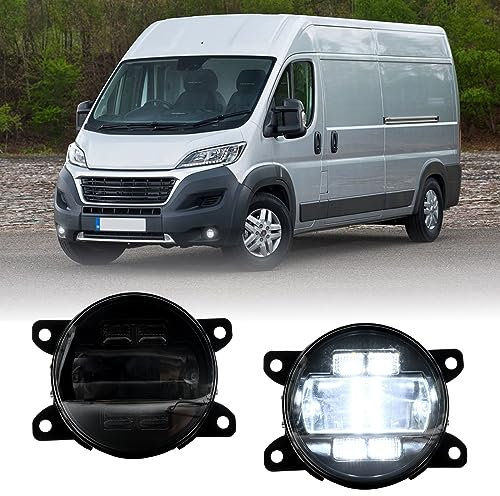 njssjd LED-Nebelscheinwerfer mit DRL-Blinkerleuchte für Alfa Romeo 156 159 Brera Stelvio, 2002–2006 Fiat Ducato Frontstoßstange Nebelscheinwerfer(getönte Linse)
