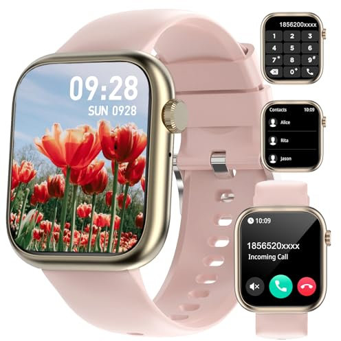 fitonyo Smartwatch Damen mit Telefonfunktion, 1,83 Zoll Touch Screen Smart Watch,110+ Sportmodi Schlafmonitor Pulsuhr,IP68 Wasserdicht Uhr,Fitness Tracker Sportuhr Smartwatch für iOS Android,Rosa