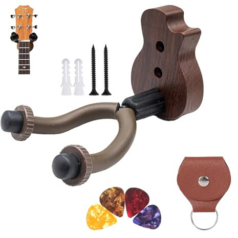 DERJDISF Porta Chitarra da Muro - Supporto Chitarra Muro, Gancio Chitarra Ganci Stand, Staffa a V con Accessori per Chitarra, plettro in celluloide
