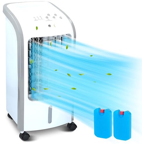 JUNG ALPINA Klimaanlage Mobil ohne Abluftschlauch, 60 dBA, 2in1 - Luftkühler, Luftbefeuchter, Mobile Ventilator mit Wasserkühlung, Mobiles Klimagerät leise