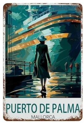 PGCKSK Puerto De Palma Mallorca,Vintage-Blechschild, Zuhause, Büro, Küche, Kneipe, Club, Café, Bar, Bauernhof, Restaurant, Sammlung, Metallwandkunst, Retro-Plakette(20 x 30 cm) 8 x 12 Zoll-R9