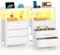 Seventable Lot de 2 Tables de Chevet connectées - avec 3 tiroirs, Prises USB et éclairage LED - pour Chambre à Coucher, Salon ou canapé (2, Blanc)