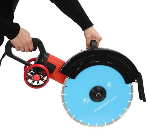 Scie A Béton Tronçonneuse A Pavés Avec Disque Diamant, Profondeur Réglable, Coupe De 135MM, 4000W 220V 3000 TR/MIN, Équipée De Poulies Auxiliaires Des Deux Côtés