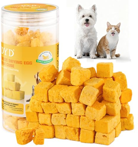 DYD Freeze Dried Egg Yolk Treats for Cats & Dogs 100g | Single Ingredient, Natural Cat Treats for Skin Coat Health & Reduce Shedding | Crunchy Rewards for Training & Topping