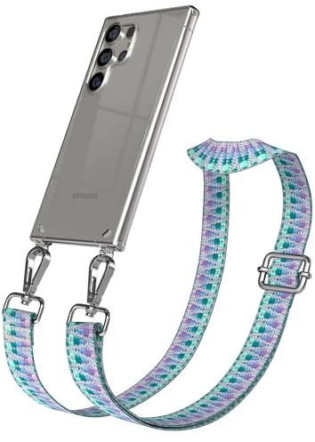 EAZY CASE Handykette - Verstellbares Taschenband kompatibel mit Galaxy S24 Ultra, Schulterriemen, Handykordel mit Silikon Hülle, Umhängetasche, Einhorn Silber
