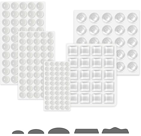 Clear Rubber Feet Pads Furniture Anti-Slip Bumpers Cushions 195Pcs 5 Sizes | Multi-size sticky rubber dots; heavy-duty shock-absorbing pads; for silent cabinet door closure