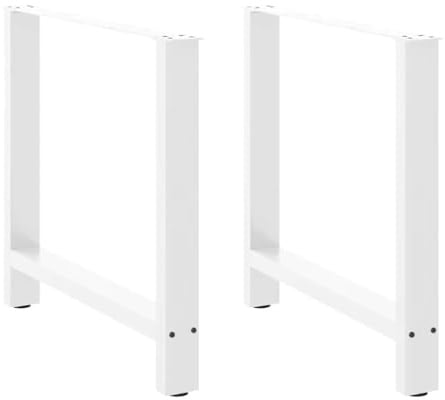 PHGTYUK Lot de 2 pieds de table en acier blanc 70 x (72-73) cm pour construction de table stable avec pieds de nivellement réglables et trous pré-percés