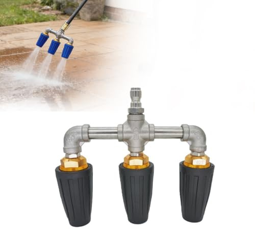 Triple Turbo Nozzle Pressure Washer,Pressure Washer Accessories,360° Rotating Turbo Nozzle with 1/4 Quick Connector,3-in-1 Turbo Nozzle,4000 PSI Power Nozzle Tips for Cleaning Brick/Concrete (Black)